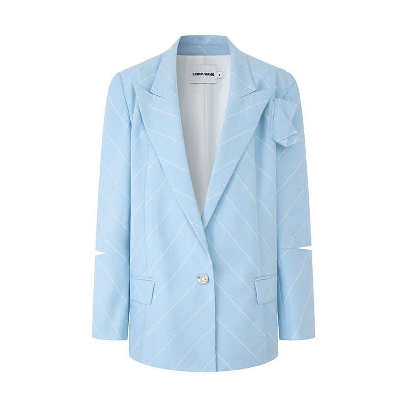 LEDIM W Autumn oblique strip T-shaped loose suit jacket blazer - liO