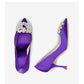 Early 2023 spring  New Stiletto Purple Silk Square Buckle Single Shoes Purple- Jimmy
