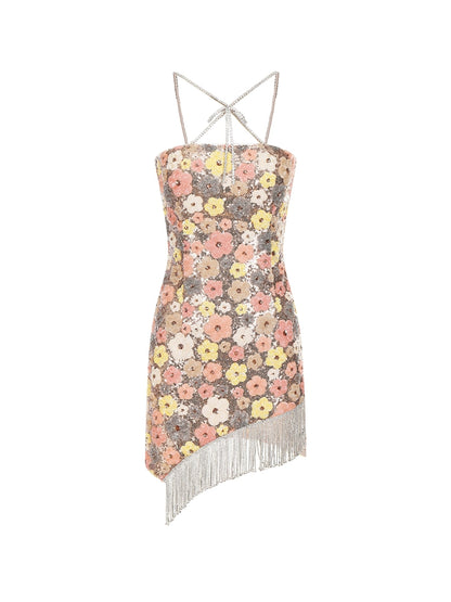 Wardrobes by Chen HighEnd Halter Diamond Tassel  sequin cocktail dress-Jam