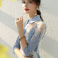 Luxury pleated drop hem royal blue mother of the bride cocktail elegant lapel exquisite high-end long lace dress - Keely