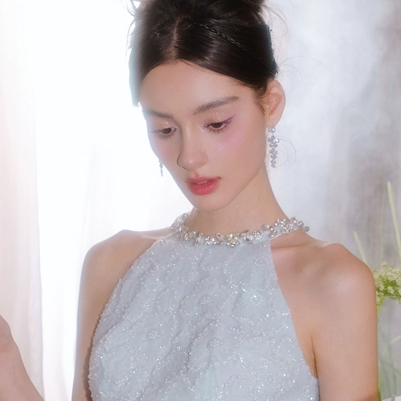 Wardrobes by Chen Luxury Crystal Diamond Dinner Party Earrings-Butter