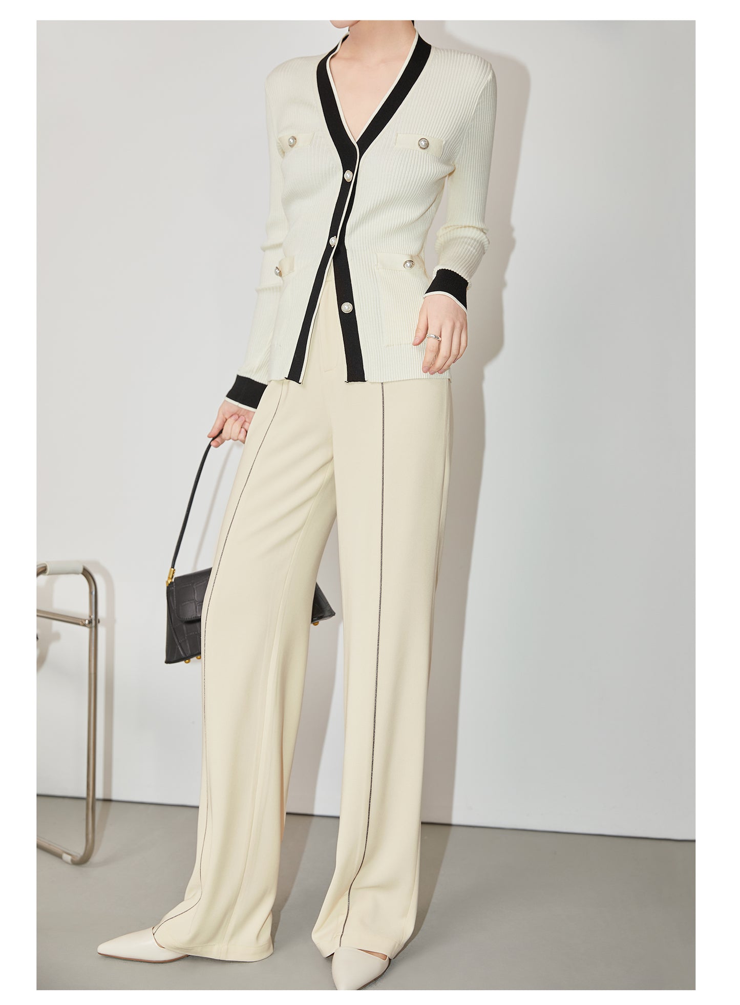 White suit trouser high-end drape wide-leg pants - Mocami