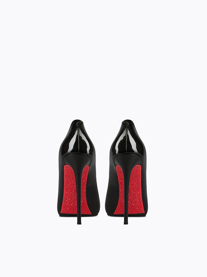Fabfei red rhinestone heel black patent leather sexy stiletto - Liiooe