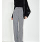 High-quality black white plaid checkered casual high-waist pants trouser - Pilar