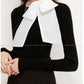 winter Autumn black long-sleeved white bow knitted sweater - Dubi