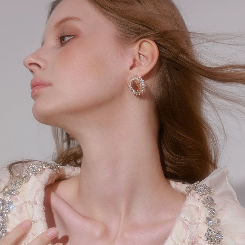 Wardrobes by Chen Luxury Light Oval Shaped Diamond Earrings-Becky