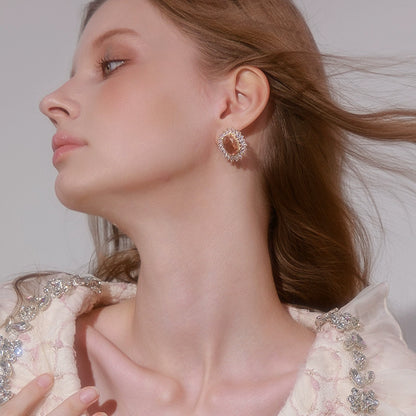 Wardrobes by Chen Luxury Light Oval Shaped Diamond Earrings-Becky