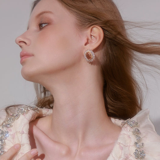 Wardrobes by Chen Luxury Light Oval Shaped Diamond Earrings-Becky