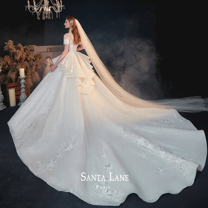Ealy Spring 2023 One-shoulder fantasy retro starry sky trailing wedding dress- Stayr