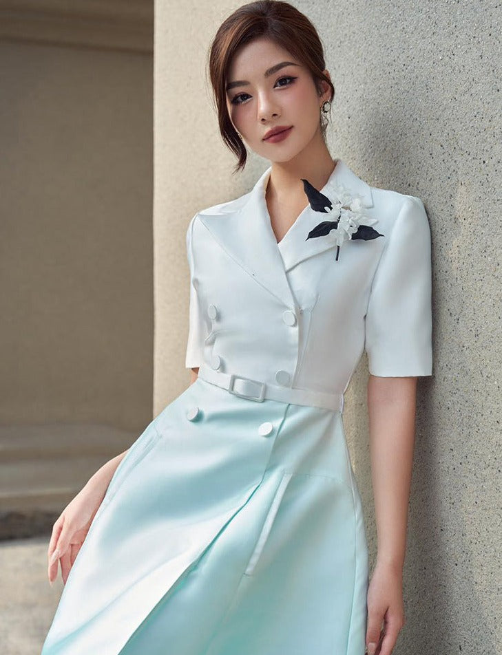 Early Spring 2023 new short-sleeved gradient elegant daily cocktail dress- Jambalaya
