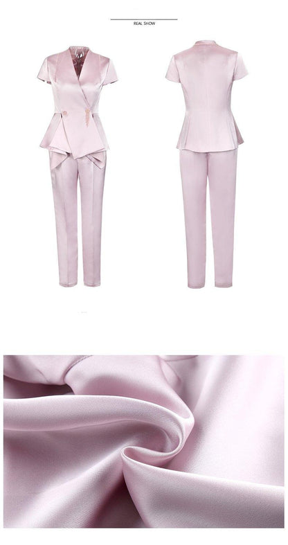 Siduo Pastel structured fitted women's pant suit set - Taiin