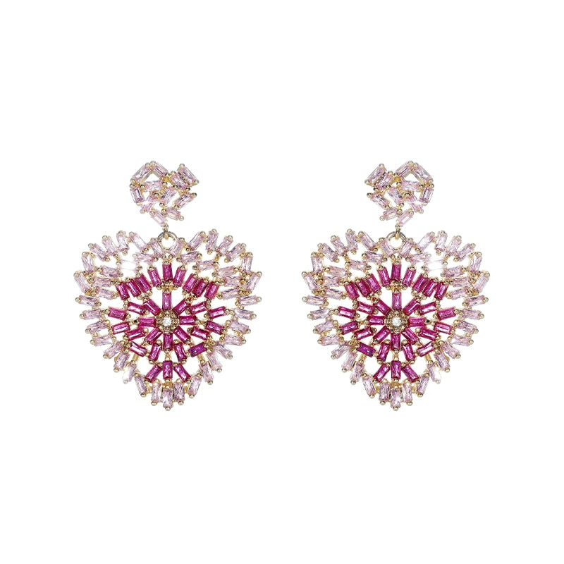 Wardrobes by Chen Luxury Pink Love Shaped Diamond Earrings-Vivian