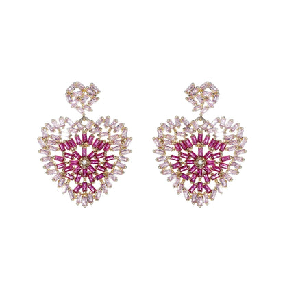 Wardrobes by Chen Luxury Pink Love Shaped Diamond Earrings-Vivian