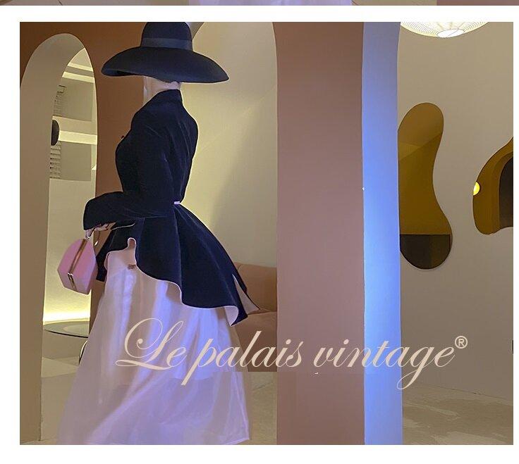 Le Palais vintage original stunning black retro velvet waist coat jacket- Glori