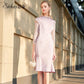 Siduo elegant high end Pink lace satin fishtail dress-  Olli