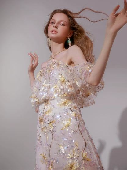 Wardrobes by Chen Elegant wedding guest Halter Sleeveless Lace bridal Dress- Megan