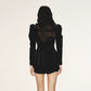 FAME Autumn court Luxury Black Velvet Puff Sleeve Waist Coat top jacket - Minie