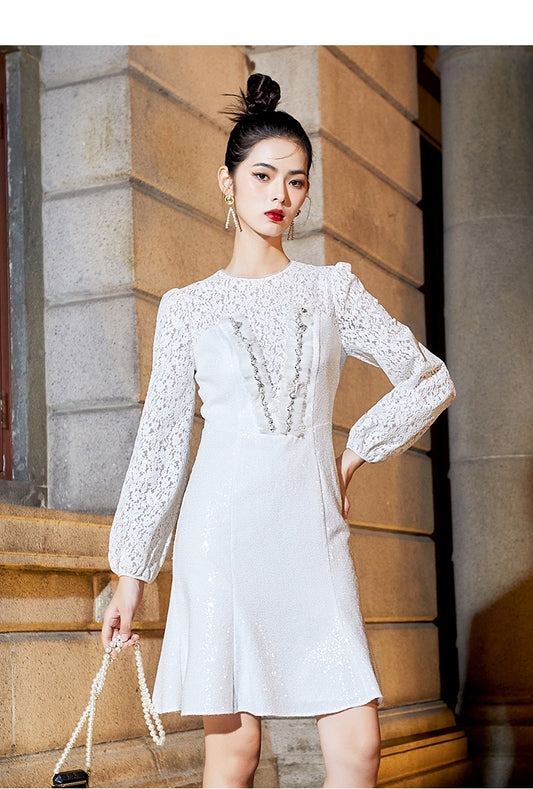 Elegant mermaid lace fishtail skirt dress- Erina