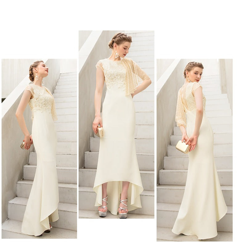 Spring banquet elegant fishtail long midi wedding dress