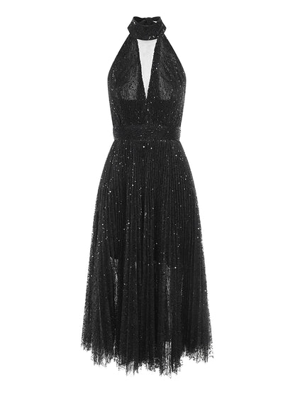 Wardrobes by Chen High End Black Halter Neck Sleeveless lbd Cocktail Dress-Blackie