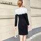 Siduo fall winter high-end black and white dress - Melli