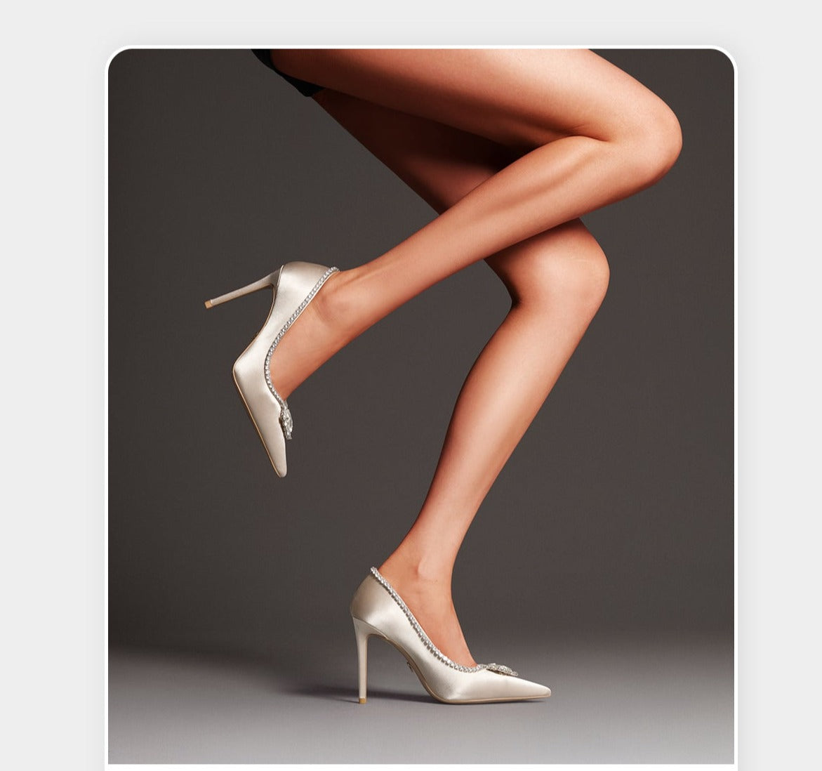 Fab Fei autumn silk cloth women's pointed toe rhinestone elegant stilettos- Ariana