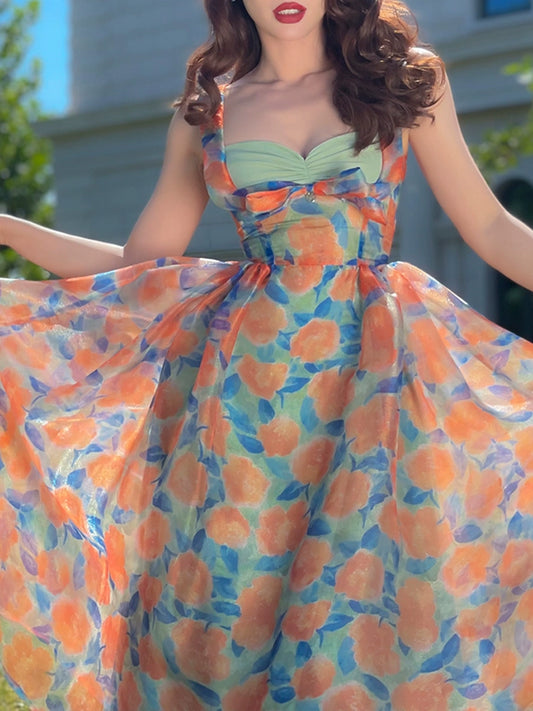 Le Palais Vintage Original Retro 50s Style Sleeveless Big Flower Design Tutu Skirt-Lolly.