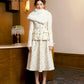 Bead floral cotton jacket half skirt white scarf shawl suit set- Malibu