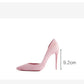 Early 2023 early spring new pink sheep suede empty side pointed high-heeled shoes- Miranda