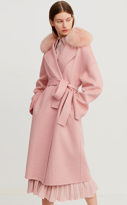 Winter casual detachable fur collar woolen coat - Nainnis