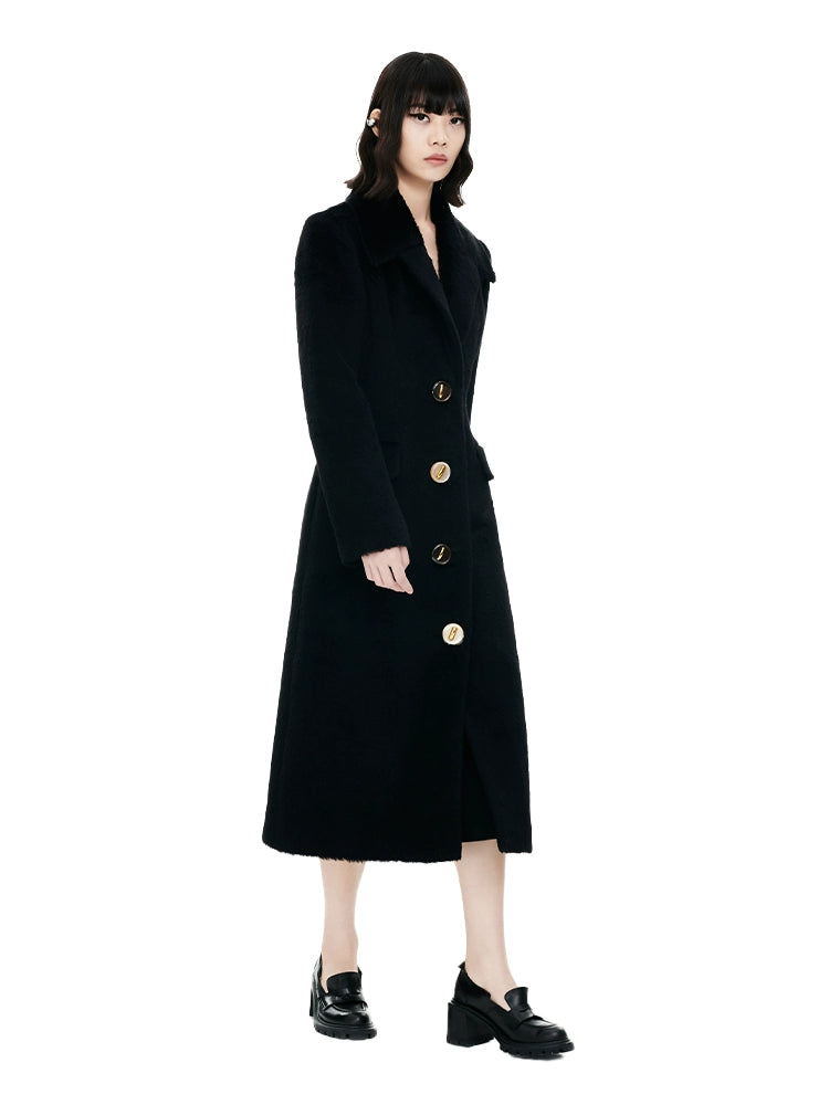 YES BY YESIR Luxury high-end autumn winter black knight wool coat -  Biitaa
