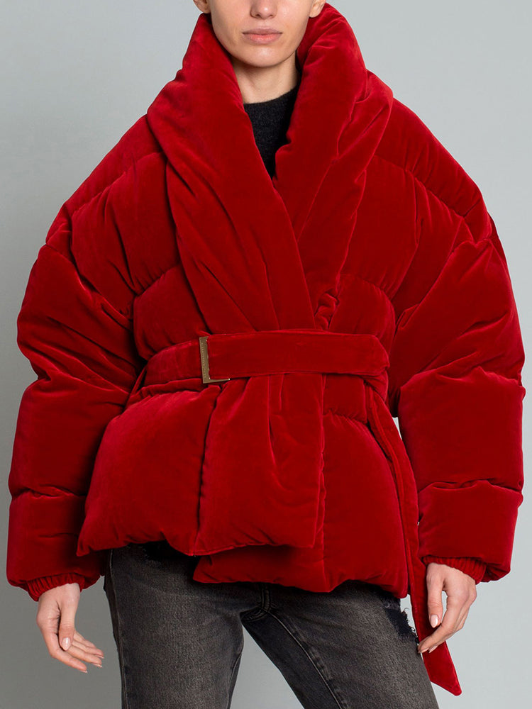 AELife custom autumn winter bright red down coat - Trea