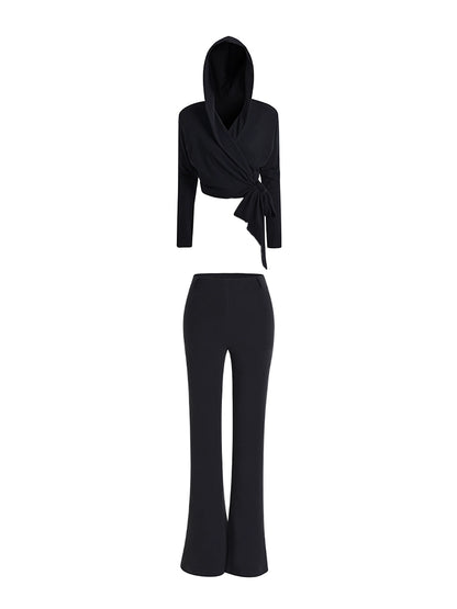 Le palais vintage autumn winter black hooded top black trousers - Ninja