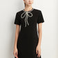 Elegant minimalist Classic Blackbeaded neckline Dress - Socialite