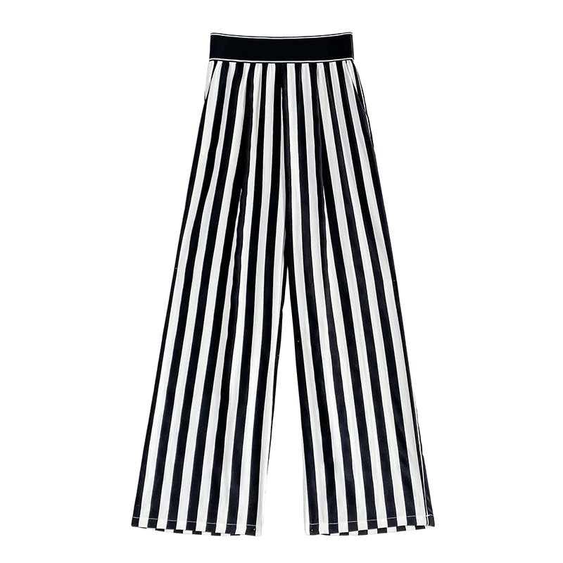 Huanzi high-end striped high-waist wide leg pants - Nuna