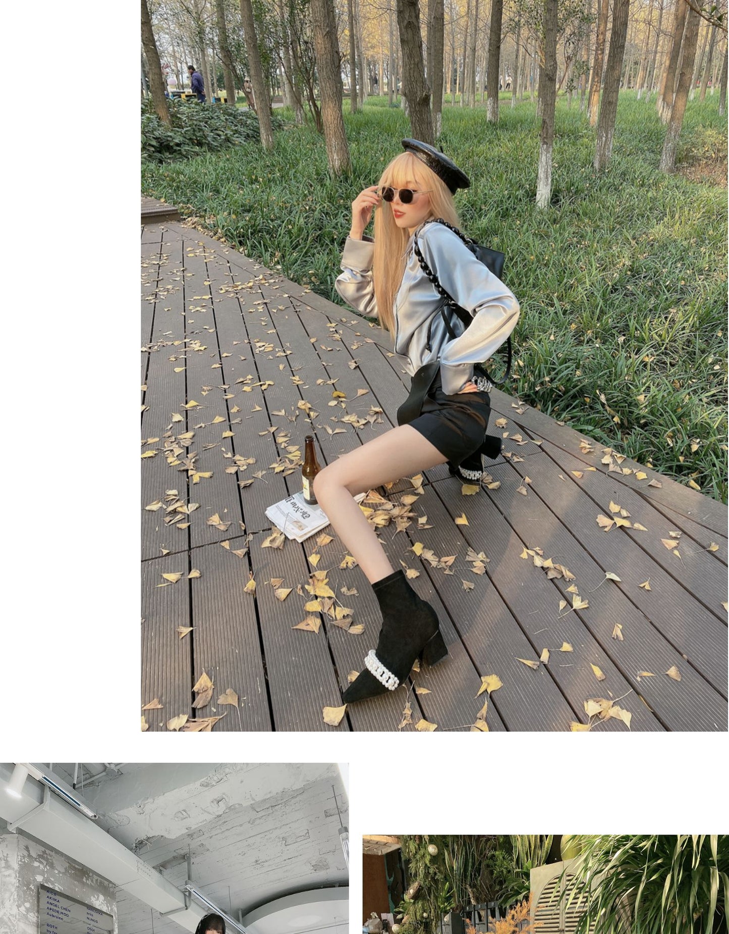 FEIFEI original design pointed short tube winter suede pearl elastic boots ankle boots- Botas