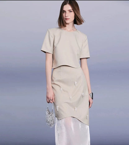 PURITY cropped top with hand-nailed skirt set- Claire