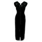 Retro dress original black waist slit silk velvet dress skirt- Rela