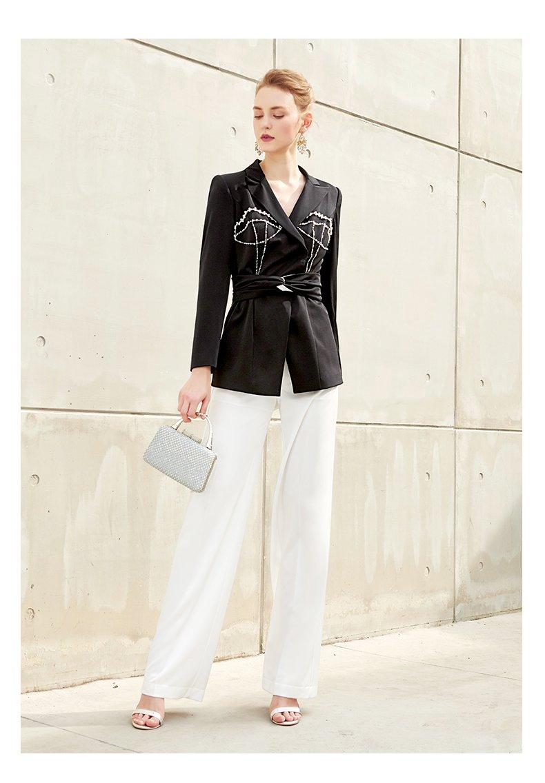 Siduo designer Autumn black and white women's fashion suit set- Koiie