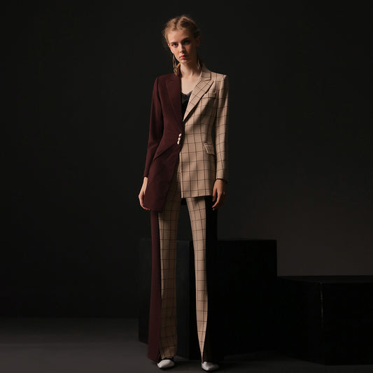 Spring and summer color contrast evening trousers suit - Meni