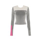 WINTER Grey Two-tone color block Contrast Knit Top sweater - Owe