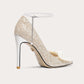Champagne high heels design  side empty sandals- Iria