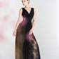 Uniquely pleated lace design long black sexy evening dress - Buko