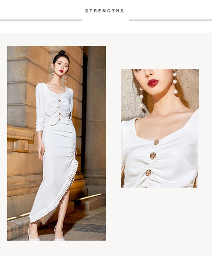 Evening  light luxury collection for spring and summer slit dress- Skia