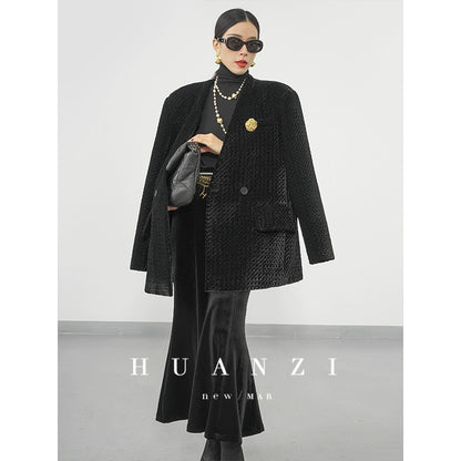 Huanzi tailors spring autumn velvet blazer - Carst