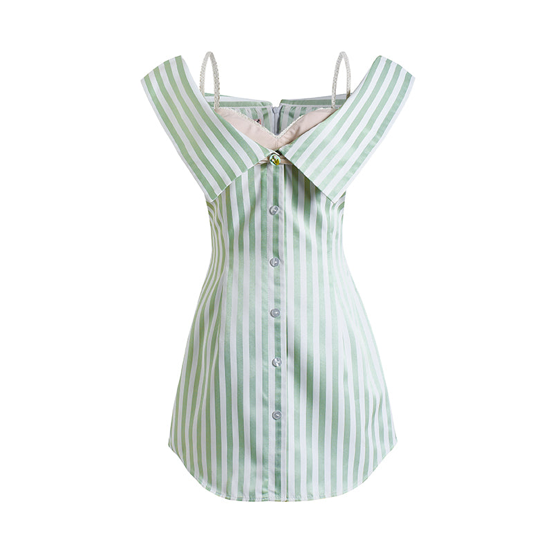 Le Palais Vintage's crisp stripes slim off-the-shoulder dresses - Loeria