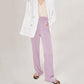 High-quality high waist purple straight suit pants- Fola