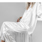 Drop shoulder sleeve loose blouse casual pant trendy stripe two piece set- Ali