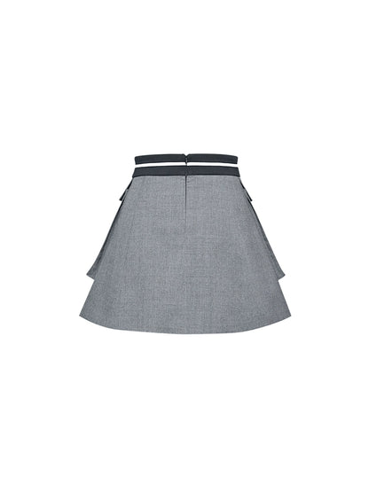 YES BY YESIR turtledove gray wool top skirt - Ferris
