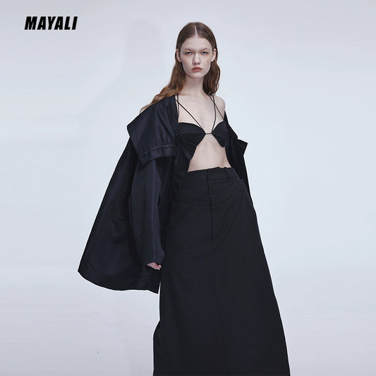 MAYALI designer big lapel jacket loose casual slouchy top - Ahie